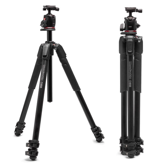 Manfrotto 055XPRO AS, 3-section aluminum camera tripod, kit with XPRO ball head, 90-degree column, 15 kg load capacity, Arca-Swiss plate, suitable for DSLR/mirrorless cameras, camera tripod, photo tripod. - MK055XPRO3-Q6T