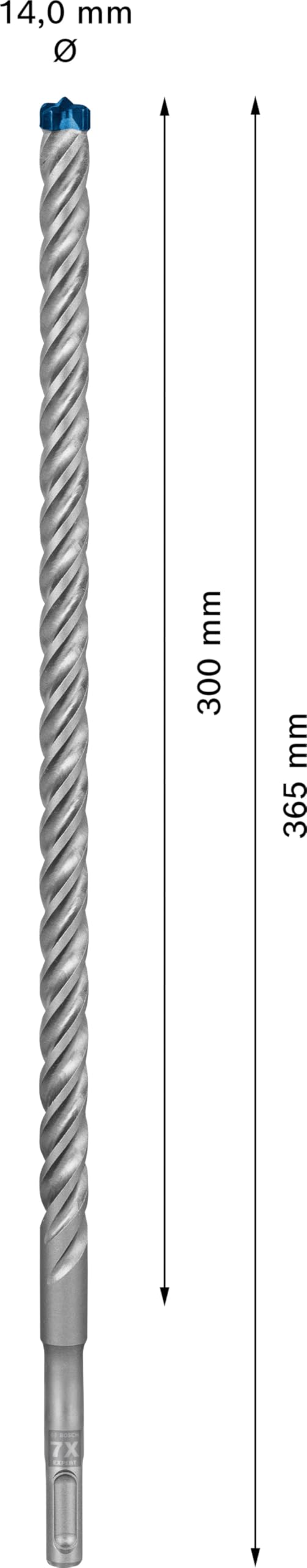 Bosch Professional 1x Expert SDS plus-7X Hammer Drill (for Reinforced Concrete, Ø 14.00x365 mm, Accessory for Hammer Drill) - 2608900123