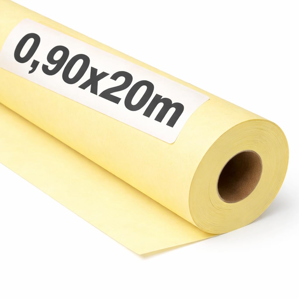 OFITURIA Kraft Paper Yellow Pastel - Roll 0.90 × 20 m - 3 Rolls - Wrapping Paper and Packaging Paper - Craft Paper for DIY, Decoration and Sewing Patterns - Tear-Resistant and Easy to Cut - COM620-parent2