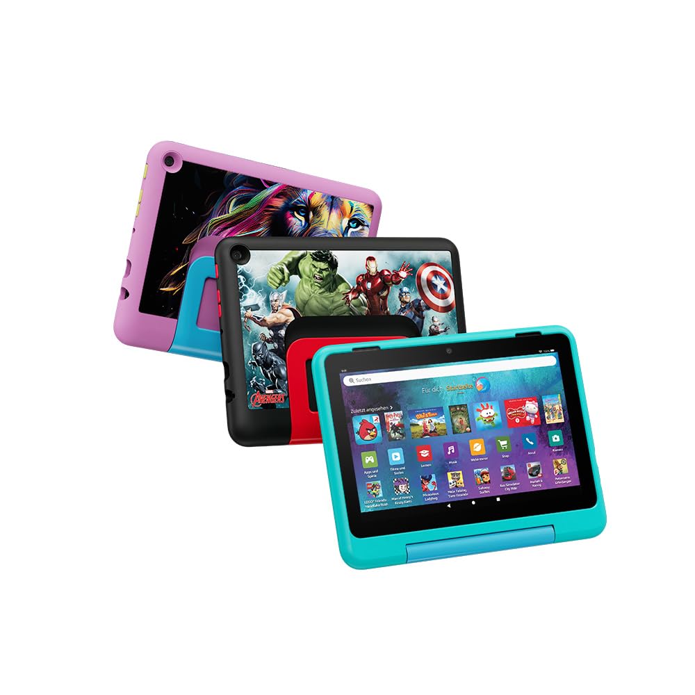 Amazon's new child-friendly case for the Fire HD 8 tablet (only suitable for 12th generation tablets), teal - 53-036068