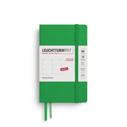 LEUCHTTURM1917 372726 Buzunar pentru calendar săptămânal (A6) 2026, frunză de primăvară, engleză
