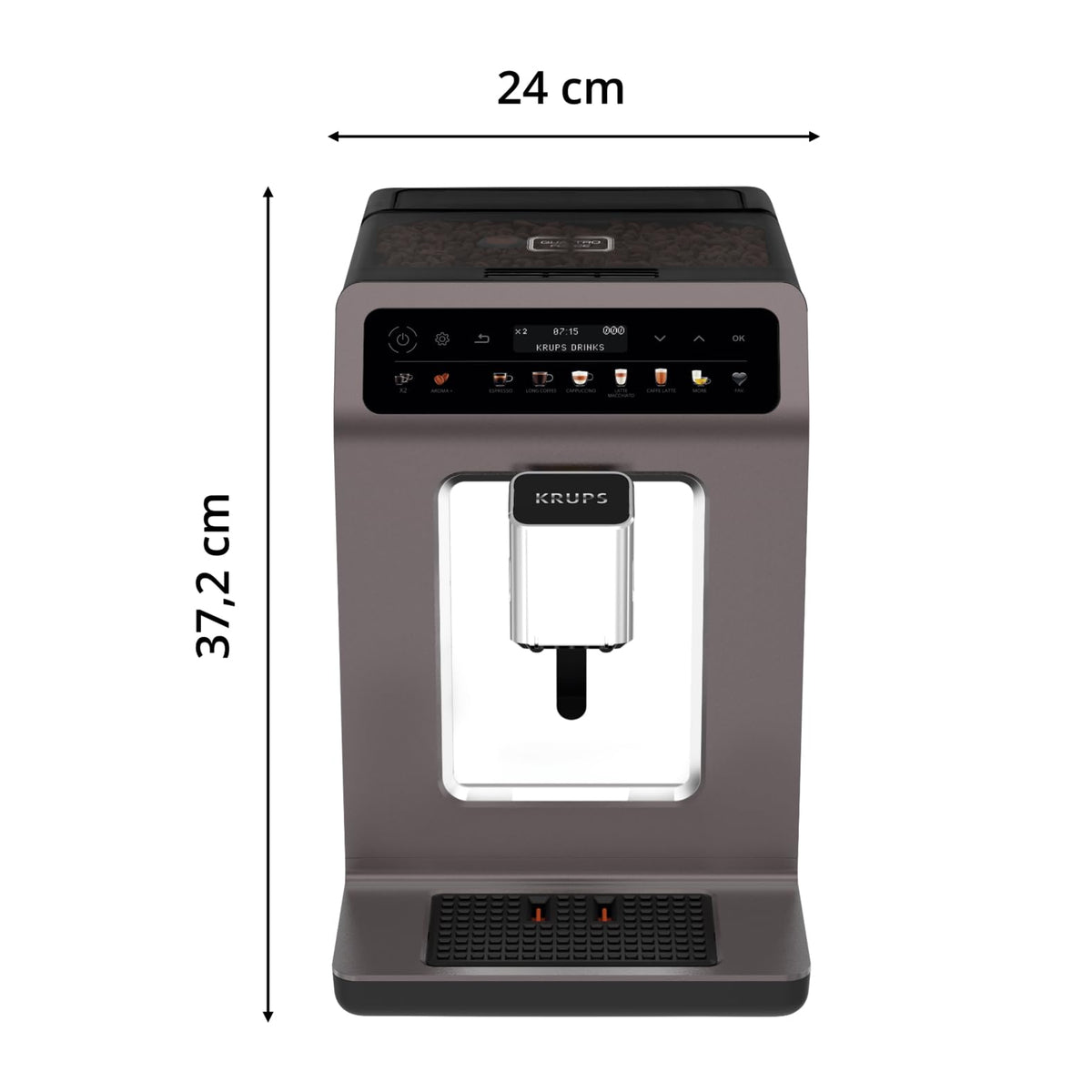 KRUPS Evidence One aparat de cafea automat cu tub pentru lapte, cappuccino cu o singură atingere, 12 specialități de băuturi, funcție pentru 2 căni, display colorat, mașină de cafea, sigiliu TÜV, negru, EA895N10