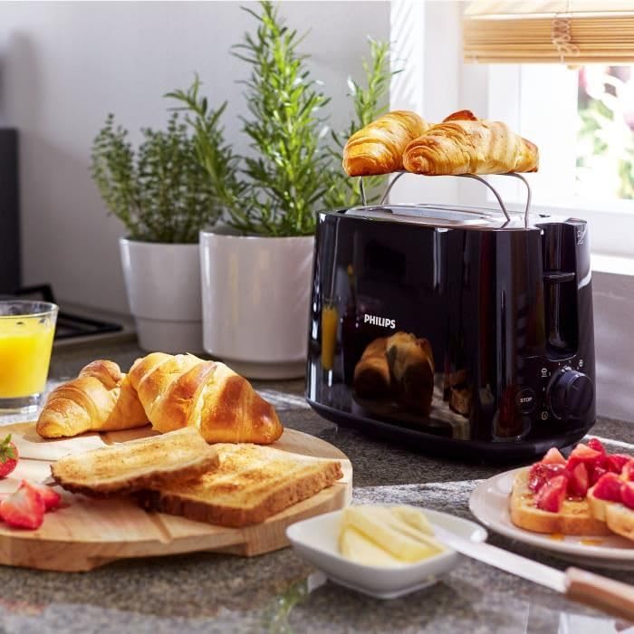 Philips toaster - 2 toast slots, 8 levels, bun attachment, defrost function, lift function, automatic switch-off, black (HD2581/90)