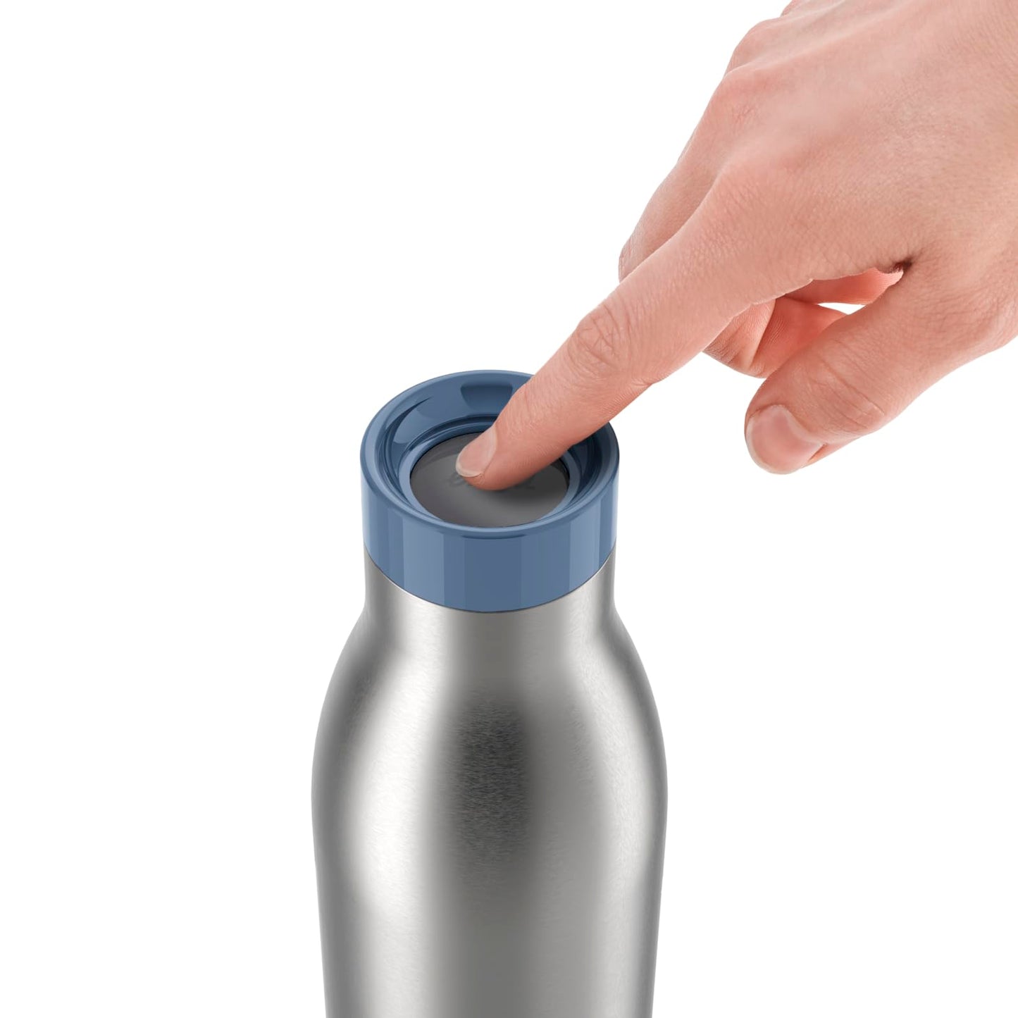 Emsa Bludrop Eco Insulated Drinking Bottle, Reusable, Recycled Stainless Steel, Eco Design, Quick-Press, 12h Hot/24h Cold, 0.7L, Dishwasher Safe, Leakproof, Blue, N3112700