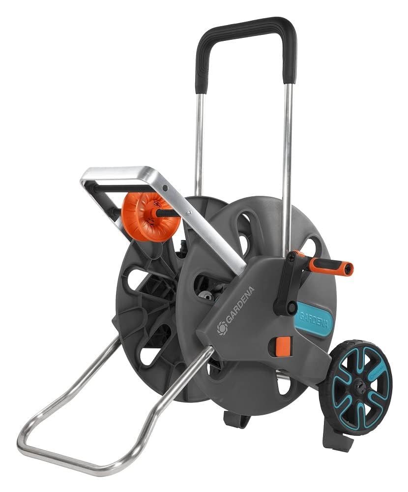 Gardena CleverRoll L Easy: cărucior pentru furtunuri cu o capacitate de până la 100 m, deosebit de stabil, cu ghidaj confortabil pentru furtun într-un cadru metalic robust, opritor de picurare, asamblare fără scule (18520-88) - 18520-20