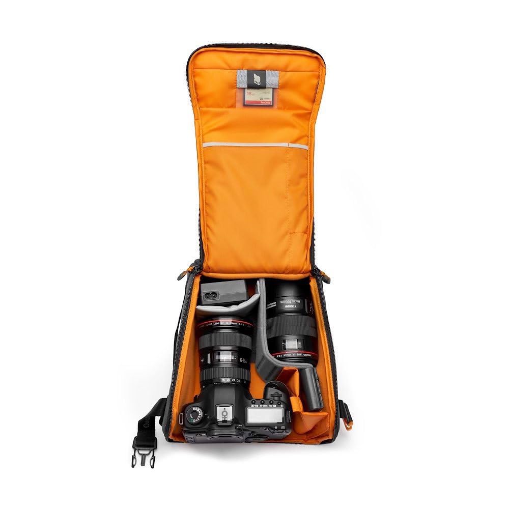 Lowepro GearUp Creator Box Large II, Case for Mirrorless and DSLR Cameras, Camera Bag with QuickDoor Access, Made from Recycled Material, Orange Padded Interior Compartments, Gray - LP37348-GRL