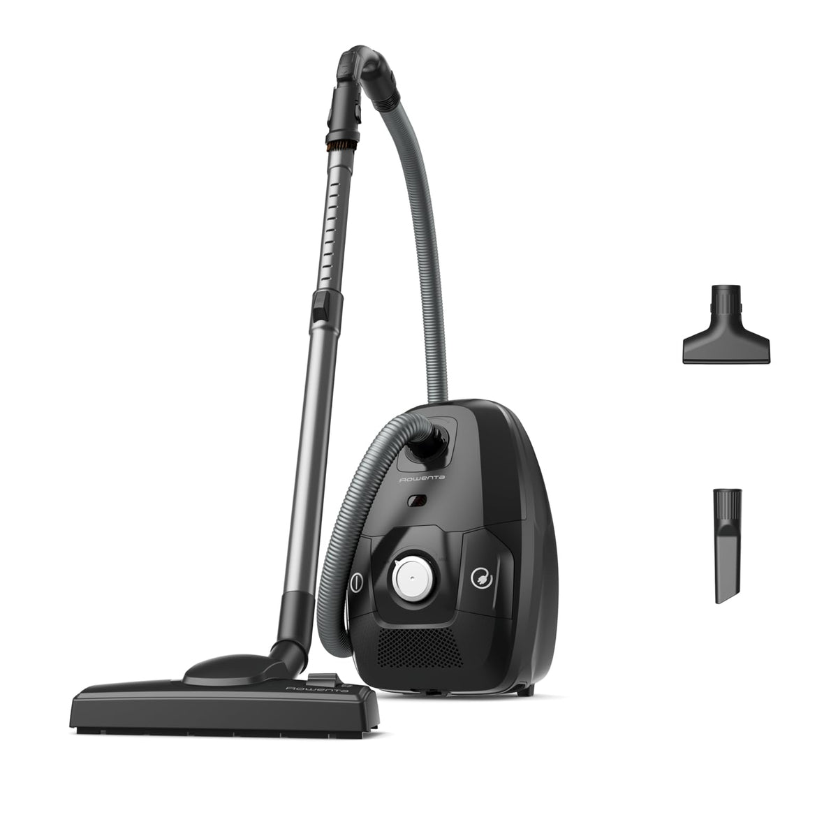 Rowenta Green Force Max Silence Bagged Vacuum Cleaner, 900 Watts, 4.5 L Dust Bag, 99.98 Percent HEPA Filtration, 12 m Action Radius, Compact Design, including Accessories, Black, RO6136 - RO6136EA