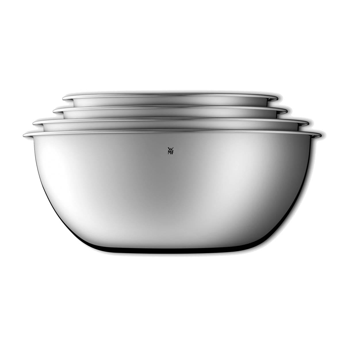 WMF Gourmet bowl set 4 pieces, stainless steel bowls for the kitchen 0.75l - 2.75l, stainless steel mixing bowl, salad bowl, serving bowl, Cromargan, stackable - 645709990