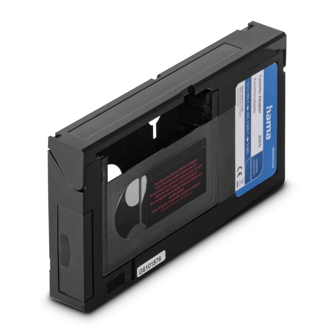 Hama Automatic Cassette Adapter for VHS-C Video Cassettes, Battery Operated, Car, Black (Not suitable for Hi8, Super8, Video8, Mini DV) - 00044704
