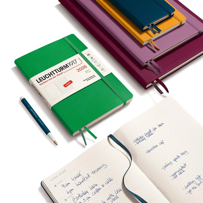LEUCHTTURM1917 372646 Weekly Calendar & Notebook Composition (B5) 2026, Spring Leaf, English