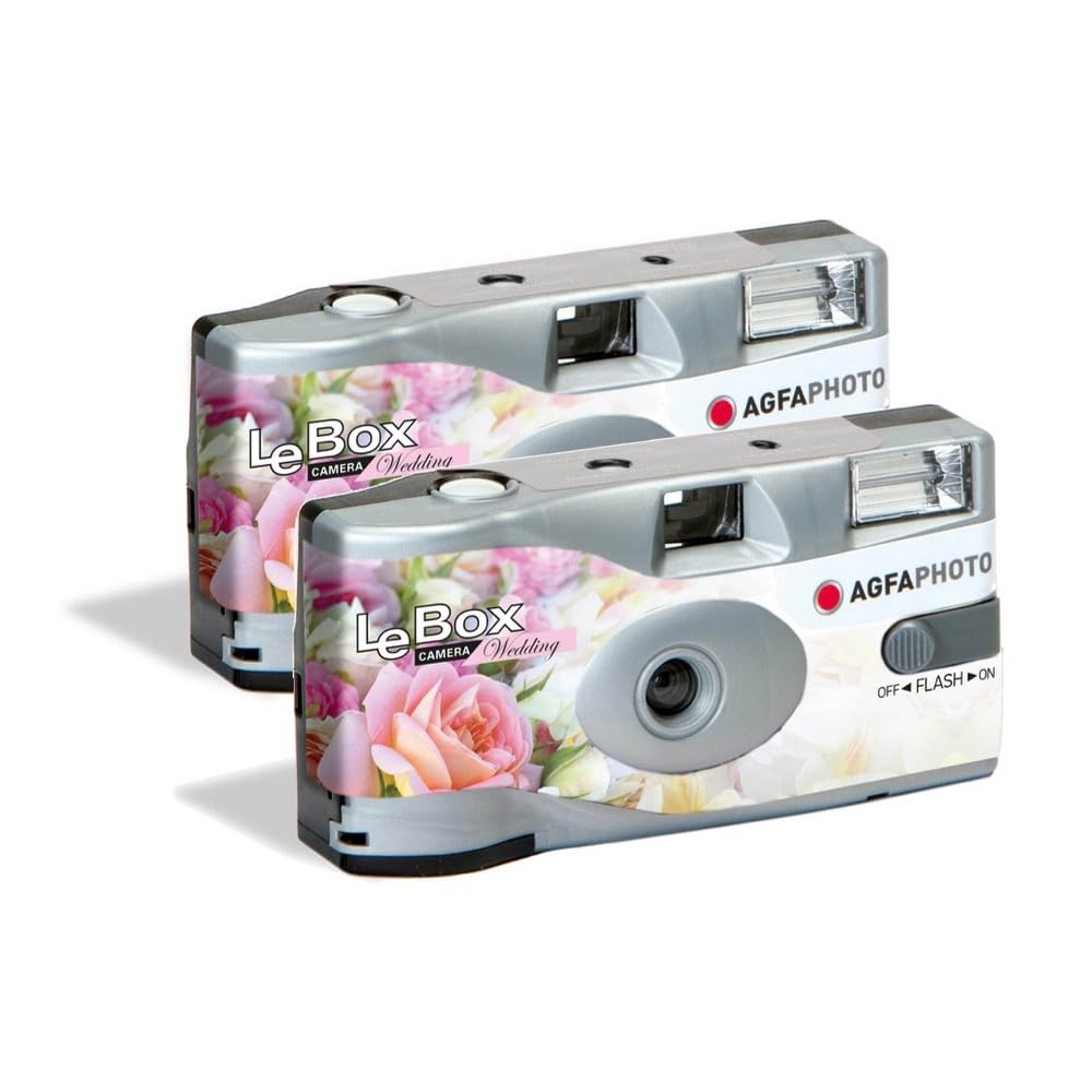 AGFA Photo Pack 2 x 601025 - Aparat foto de unică folosință LeBox Wedding, 27 fotografii, obiectiv optic de 31 mm - Gri - 3760265545483