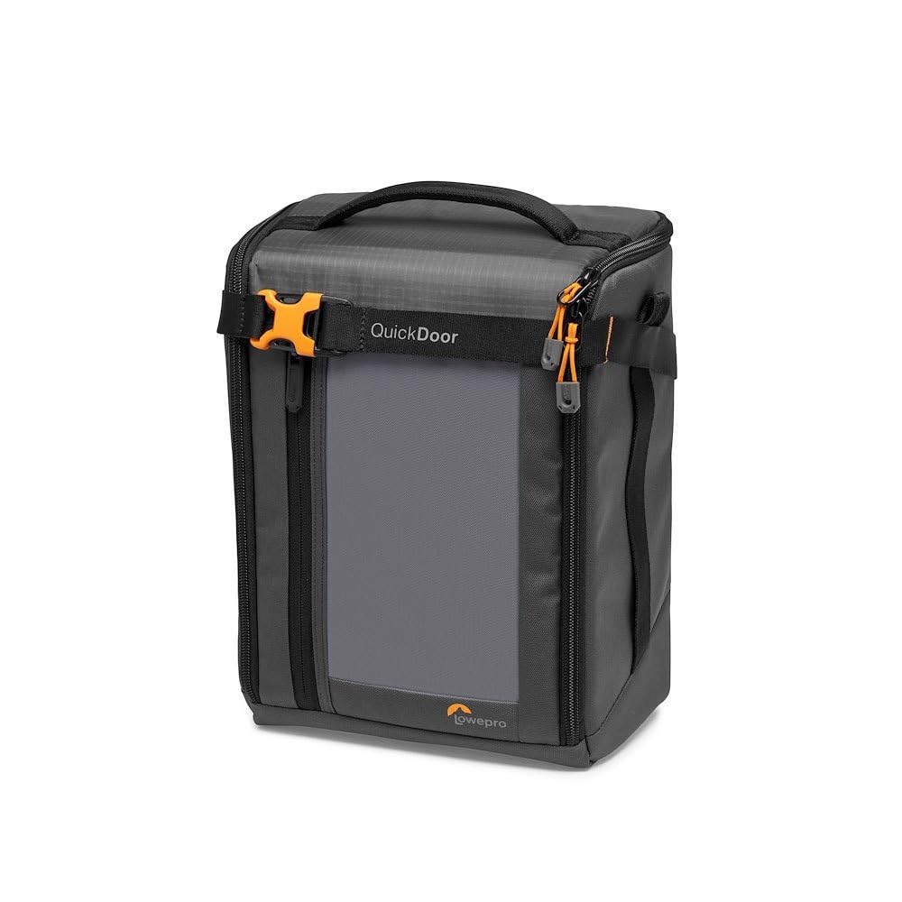 Lowepro GearUp Creator Box Large II, Case for Mirrorless and DSLR Cameras, Camera Bag with QuickDoor Access, Made from Recycled Material, Orange Padded Interior Compartments, Gray - LP37348-GRL