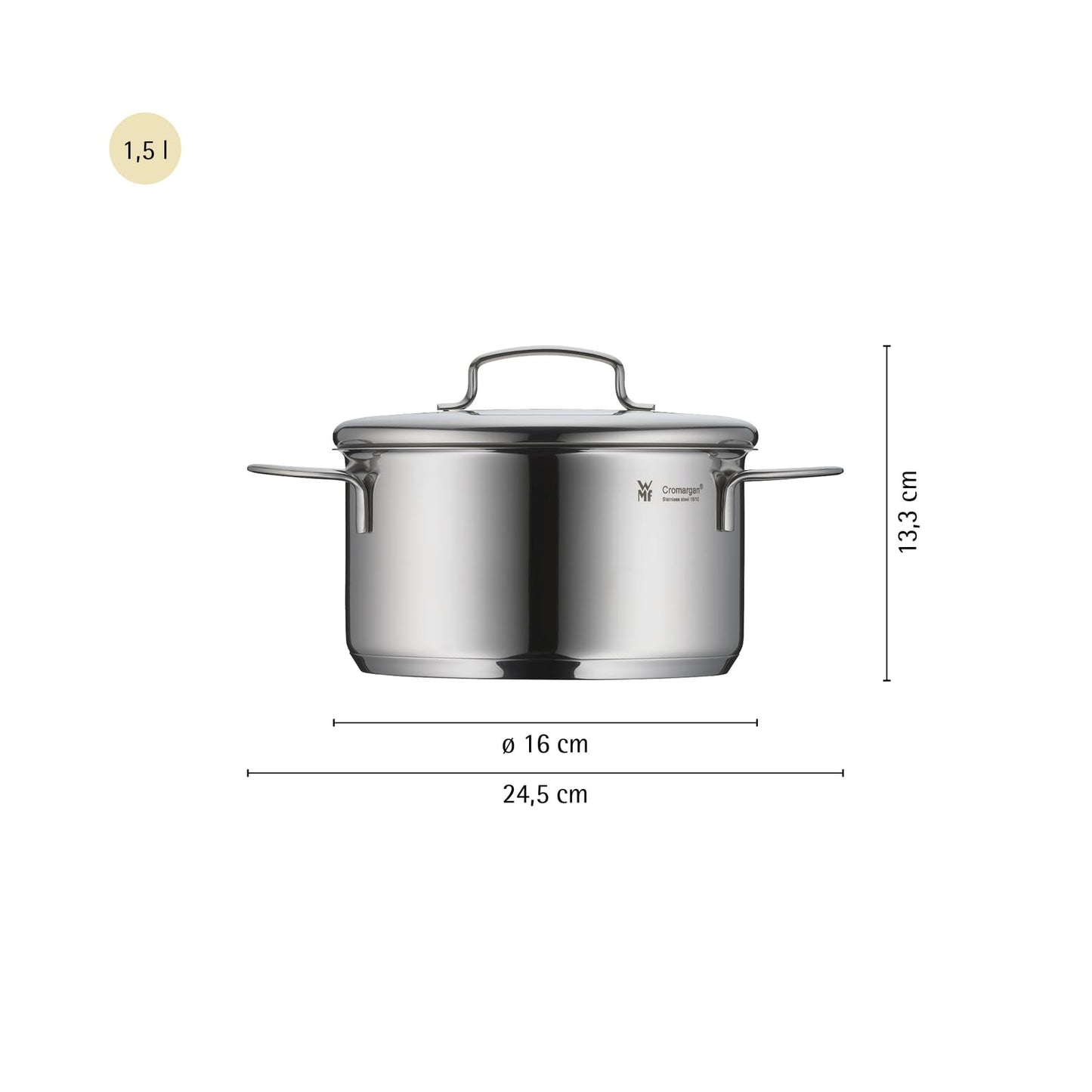 WMF Mini Advantage pot set induction small 5-piece, cooking pot set with metal lid, Cromargan stainless steel, pot set stackable ideal for small portions - 798566040
