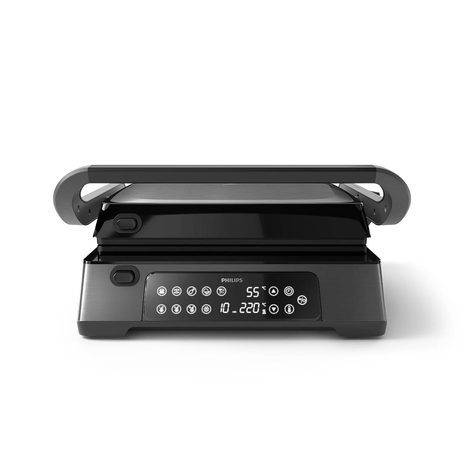 Philips contact grill - temperature sensor and 8 preset functions Grill with large grill surface. Digital temperature control 60°C-220°C. Easy to clean (HD6307/70)