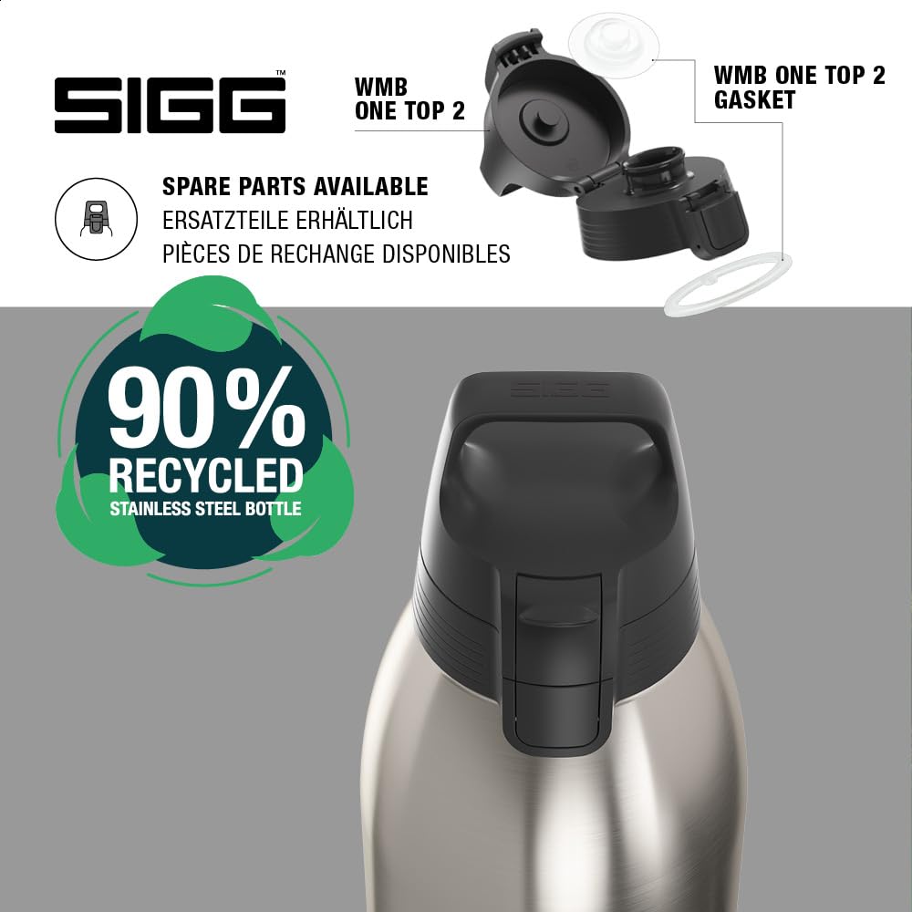 SIGG - Insulated drinking bottle - Thermos bottle Shield Therm One Brushed - carbonated drinks - leak-proof - dishwasher safe - BPA-free - 90% recycled stainless steel - silver - 1.5L - 6218.10