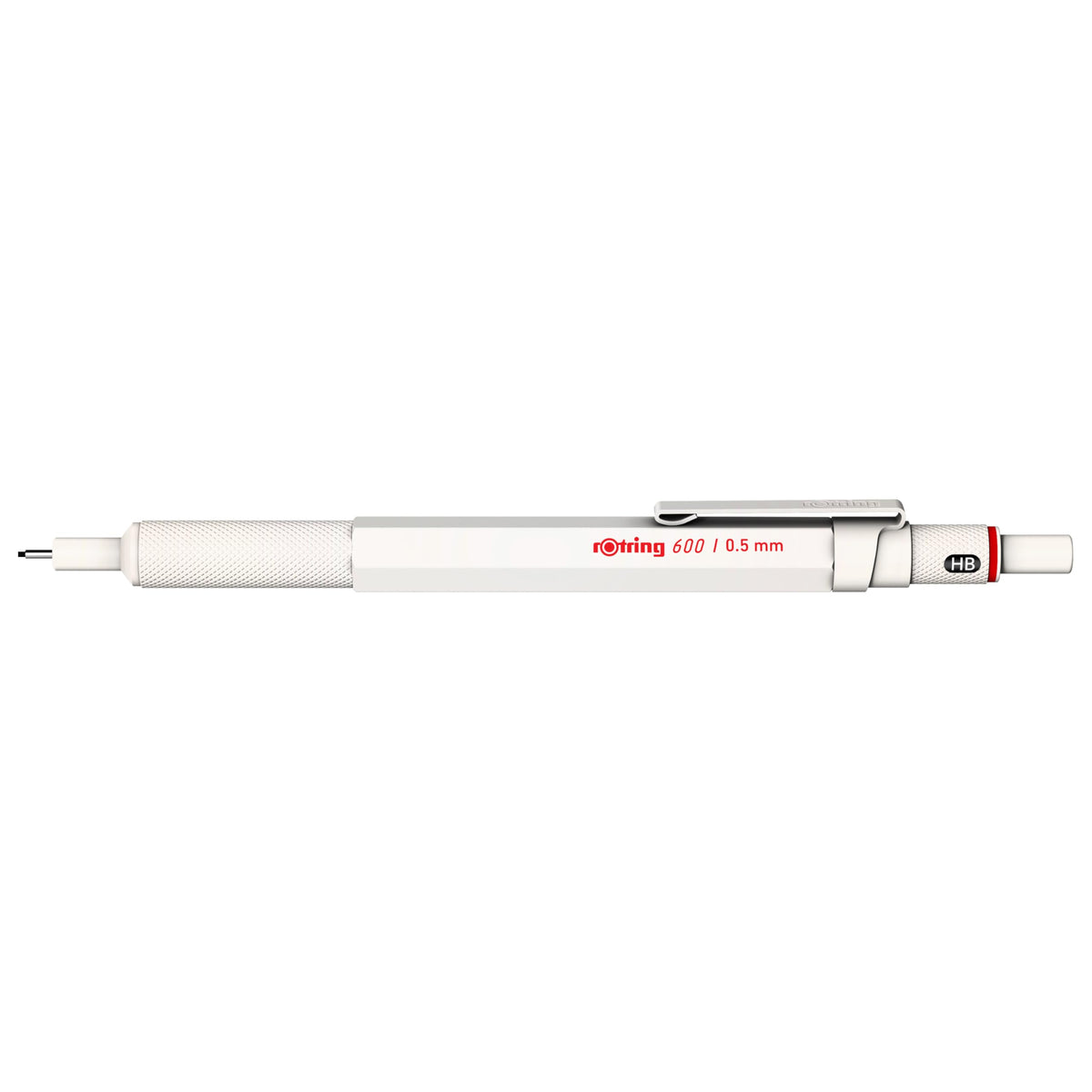 rOtring 600 Mechanical Pencil | HB Lead 0.5 mm | Twist Mechanism Pencil with Full Metal Body | Pearl White | Non-slip Knurled Grip Zone and Hexagonal Shaft - 2158795
