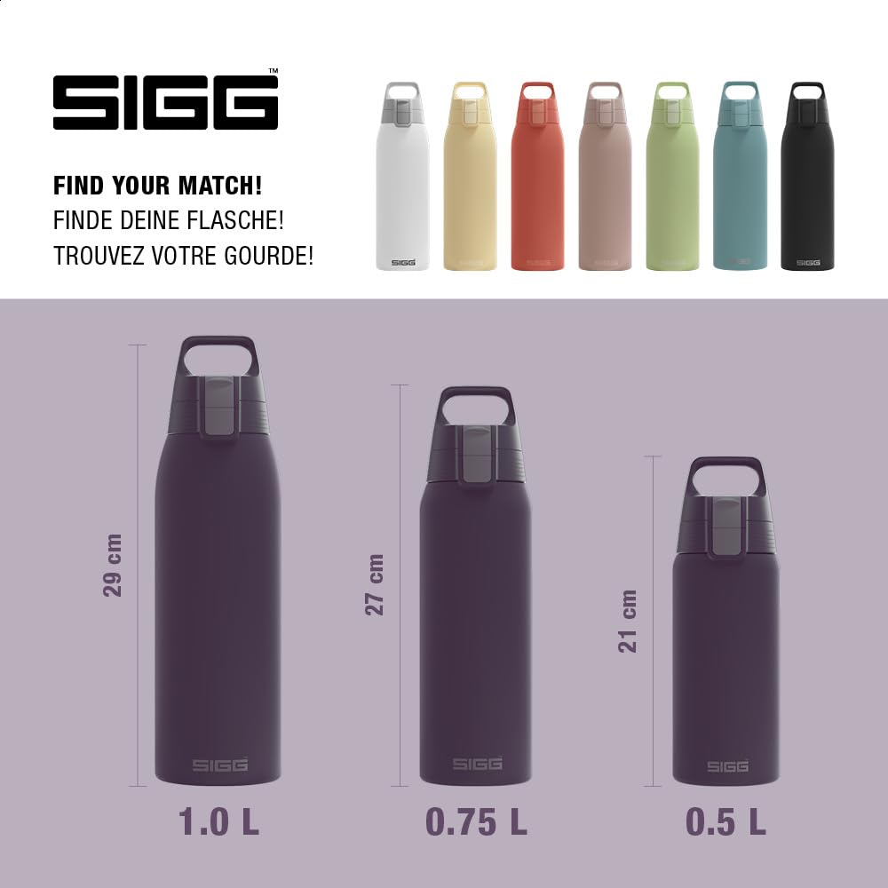 SIGG - Insulated drinking bottle - Thermos bottle Shield Therm One Nocturne carbonated drinks - Leak-proof - Dishwasher safe - BPA-free - 90% recycled stainless steel - Dark purple - 1L - 6021.90