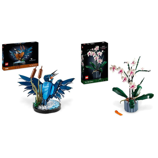 LEGO Icons Kingfisher Model Kit for Adults, Bird Model & Icons Orchid, Artificial Plants Set with Flowers, Model Kit - 10331