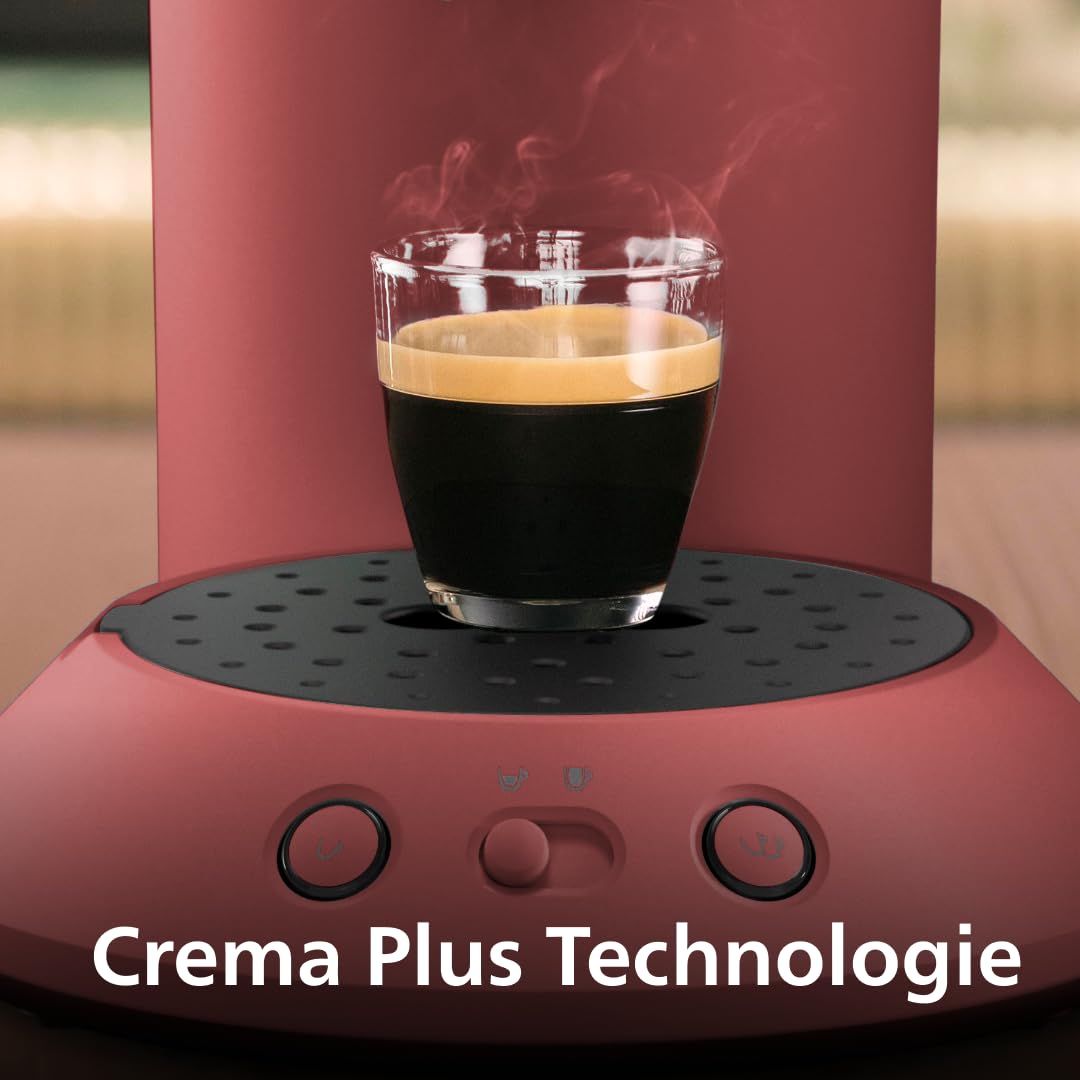 Philips Senseo Original Plus coffee pod machine, coffee strength selection, Coffee Boost technology, recycled plastic, soft red (CSA210/35)