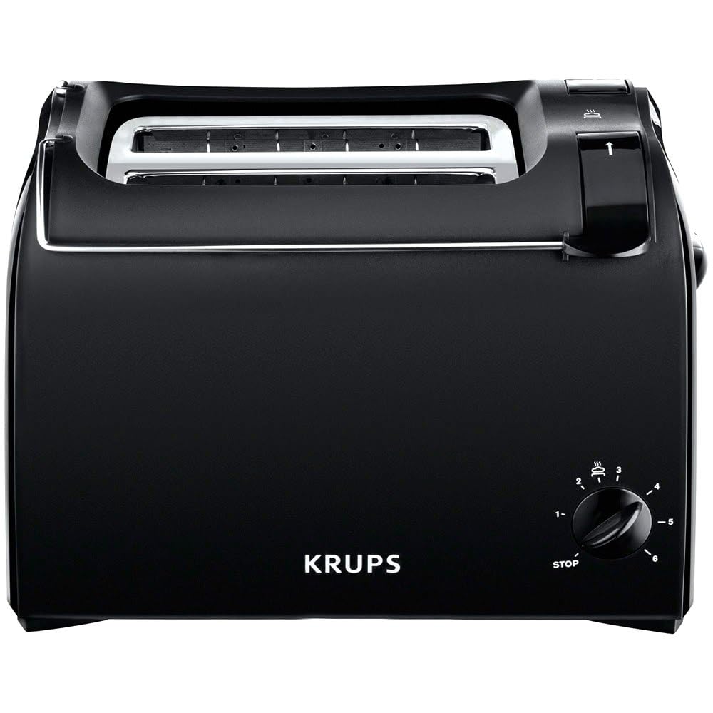 Krups Pro Aroma Toaster, 6 toasting levels, integrated bun warmer, removable crumb tray, practical lift function for safe and easy toast removal, 2-slice toaster, KH1518