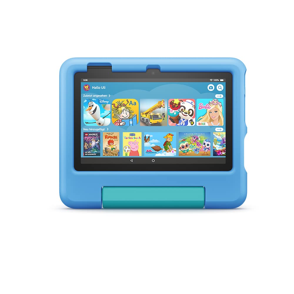 Child-friendly case for Fire 7 tablet (only compatible with 12th generation, 2022), for children aged 3-7, blue - 53-028179