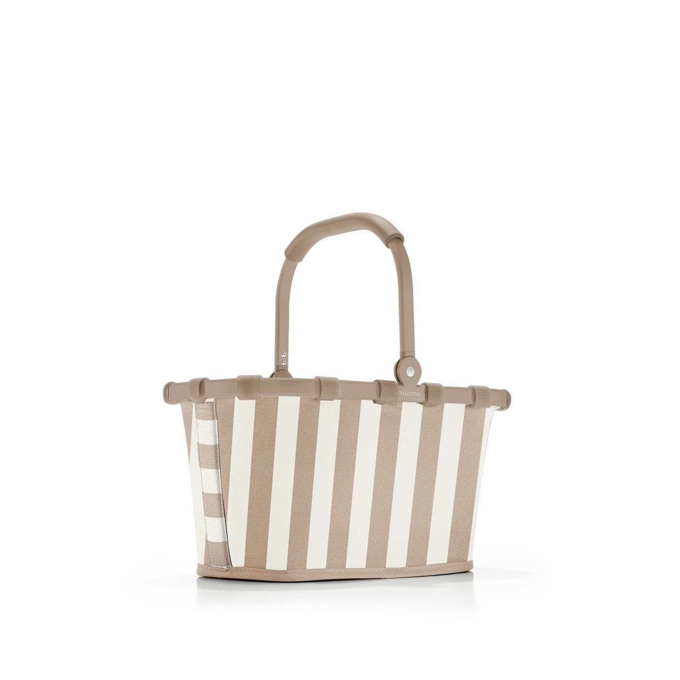 Reisenthel carrybag XS summerstripes coffee – Sturdy shopping basket with practical inner pocket – Elegant and water-repellent design - BN6056