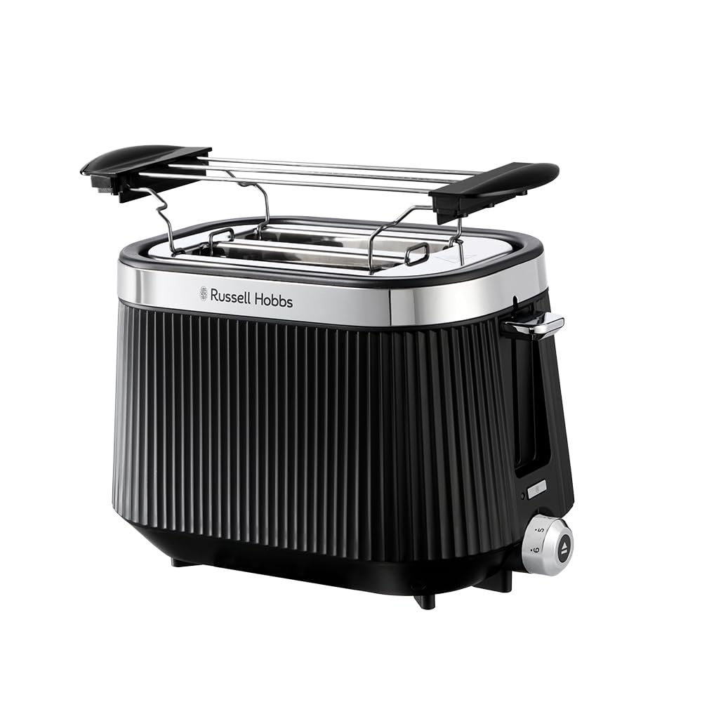 Russell Hobbs Toaster Brontë Black, 2-Slice, Matte Finish, Lift & Look - 26760-56