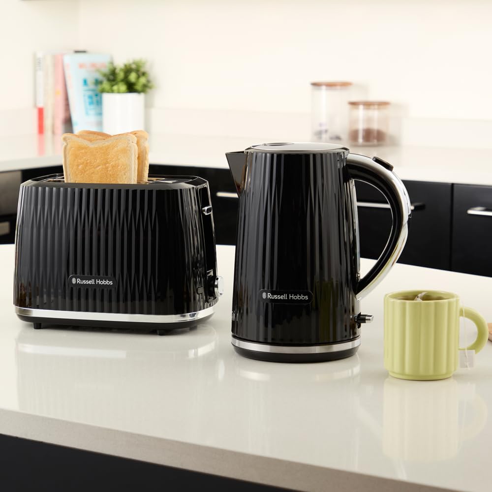 Russell Hobbs Toaster Eden Black, 2-Slice, with Bun Warmer - 27371-56