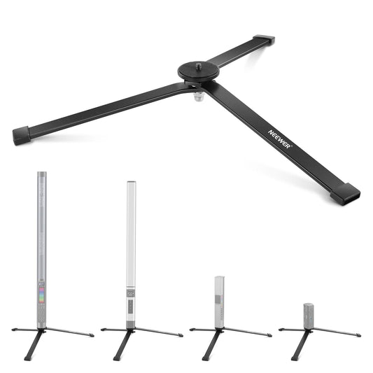 NEEWER Metal Mini Tripod Base for TL120C TL60 CL124 Tube Light Wall Stick, Extra Stable Foldable Handheld Tripod Legs Feet Table Lamp Stand with 1/4" Screw, Silicone Pad, 3"/8cm Low Angle, CTN5