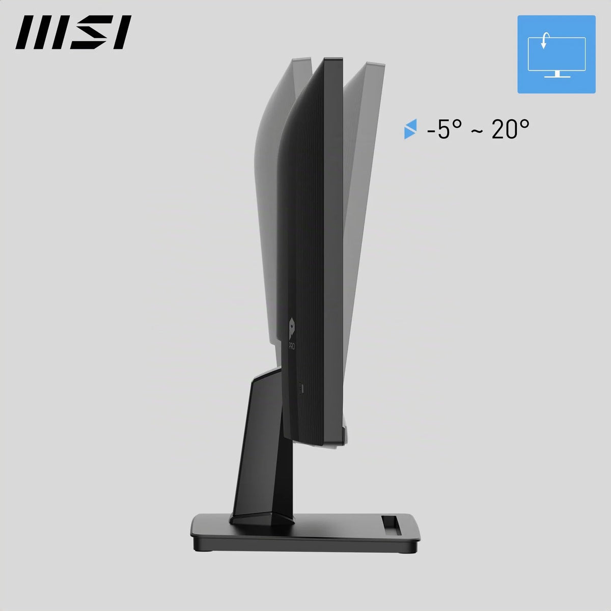 MSI PRO MP225A E12VL Monitor de computer de 22 inch FHD, 1920 x 1080 VA, 144 Hz, 1 ms, Adaptive-Sync, Eye Care, HDMI 1.4b, înclinabil, suport VESA, negru - 4711377402903