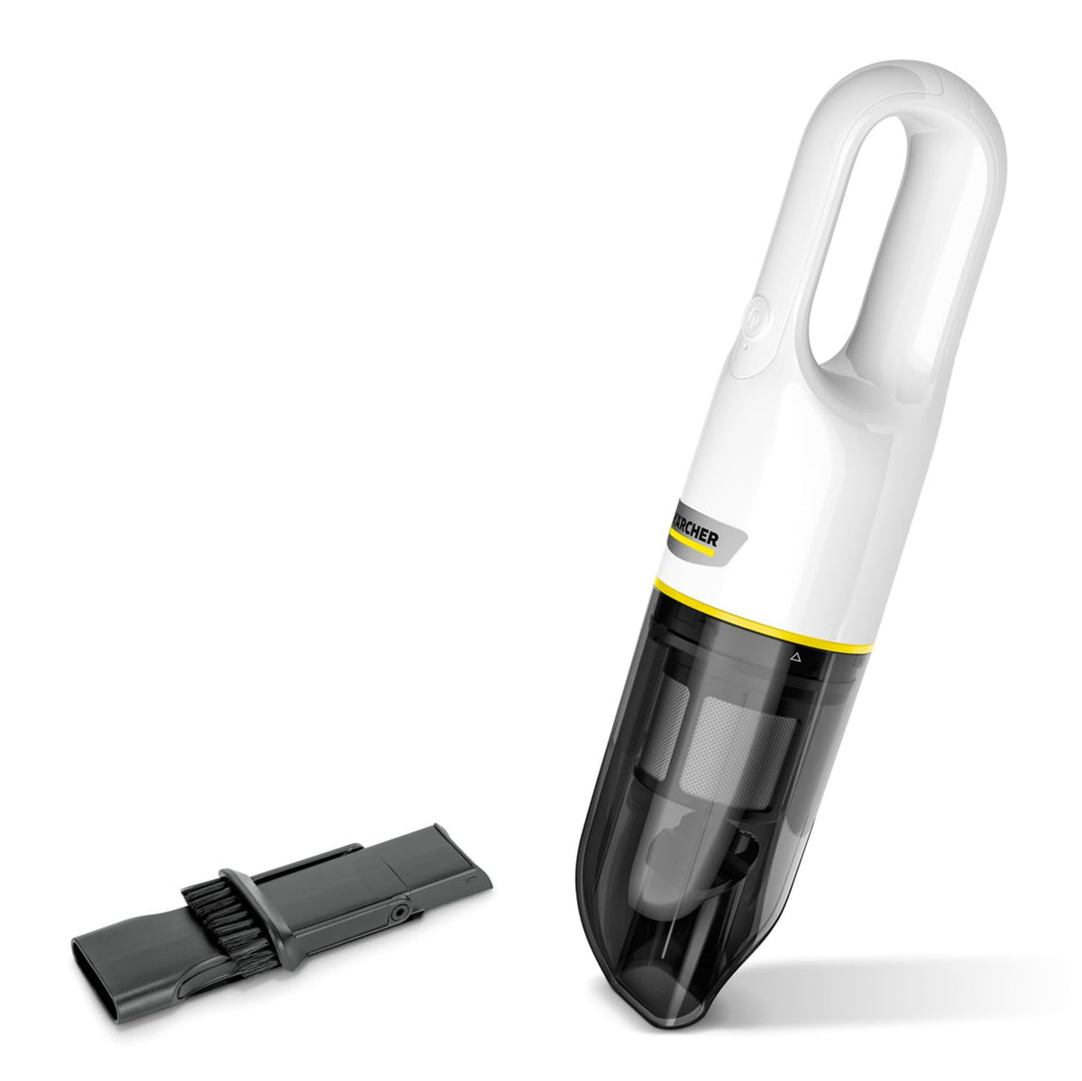 KÄRCHER Cordless Handheld Vacuum Cleaner CVH 2, compact and lightweight crumb vacuum for quick use, battery life: 10 min, includes 7.2 V battery, USB charger, 2-in-1 crevice tool. - 1.198-330.0