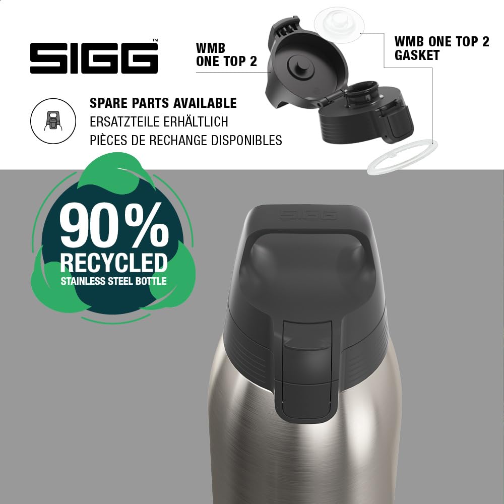 SIGG - Insulated drinking bottle - Thermos bottle Shield Therm One Brushed - carbonated drinks - leak-proof - dishwasher safe - BPA-free - 90% recycled stainless steel - silver - 1L - 6218.00