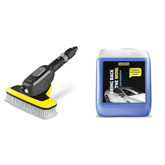 Kärcher WB 7 Plus 3-in-1 Wash Brush, 3 functions: Foam nozzle & car shampoo RM 619 (5 l) for thorough cleaning of paint and plastic surfaces.