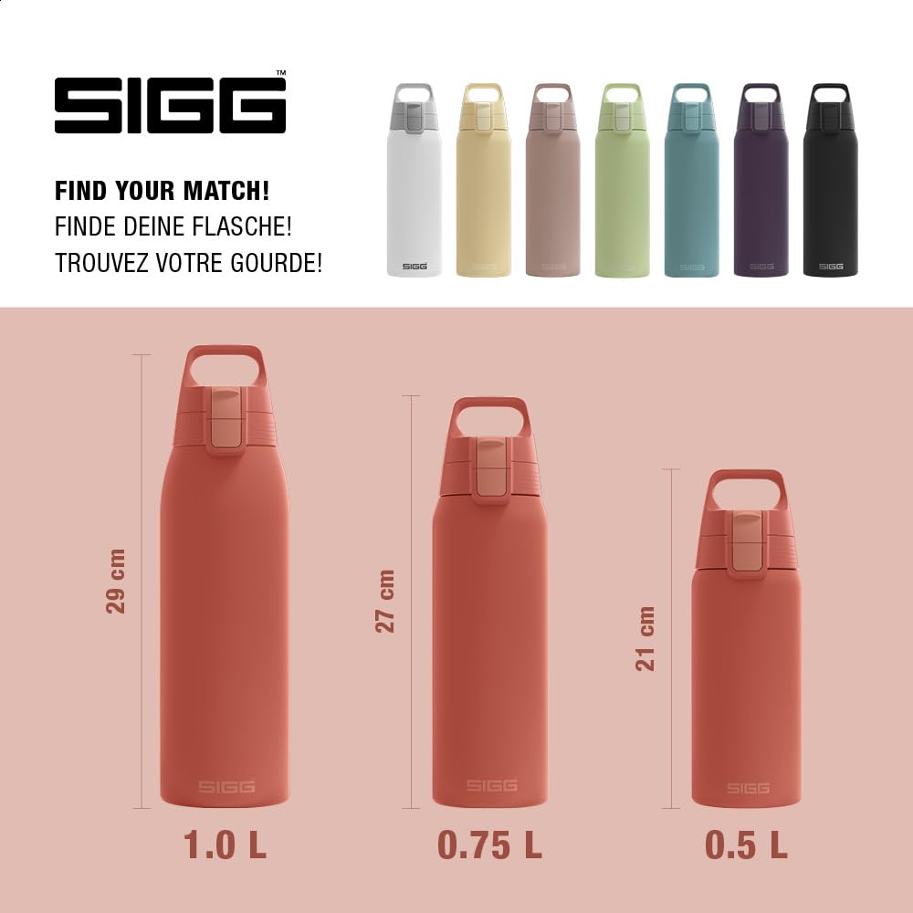SIGG - Insulated drinking bottle - Thermos bottle Shield Therm One Eco Red carbonated drinks - Leak-proof - Dishwasher safe - BPA-free - 90% recycled stainless steel - Rust red - 0.75L - 6021.20