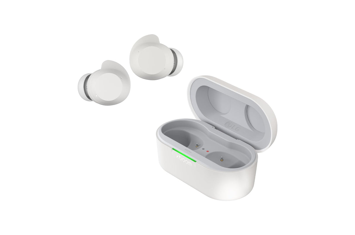 LG Xboom Buds Plus, In-Ear Bluetooth Headphones, Bluetooth Sports Headphones, Wireless In-Ear Bluetooth Earbuds, Noise Cancelling, IPX4 Splash Resistant, White
