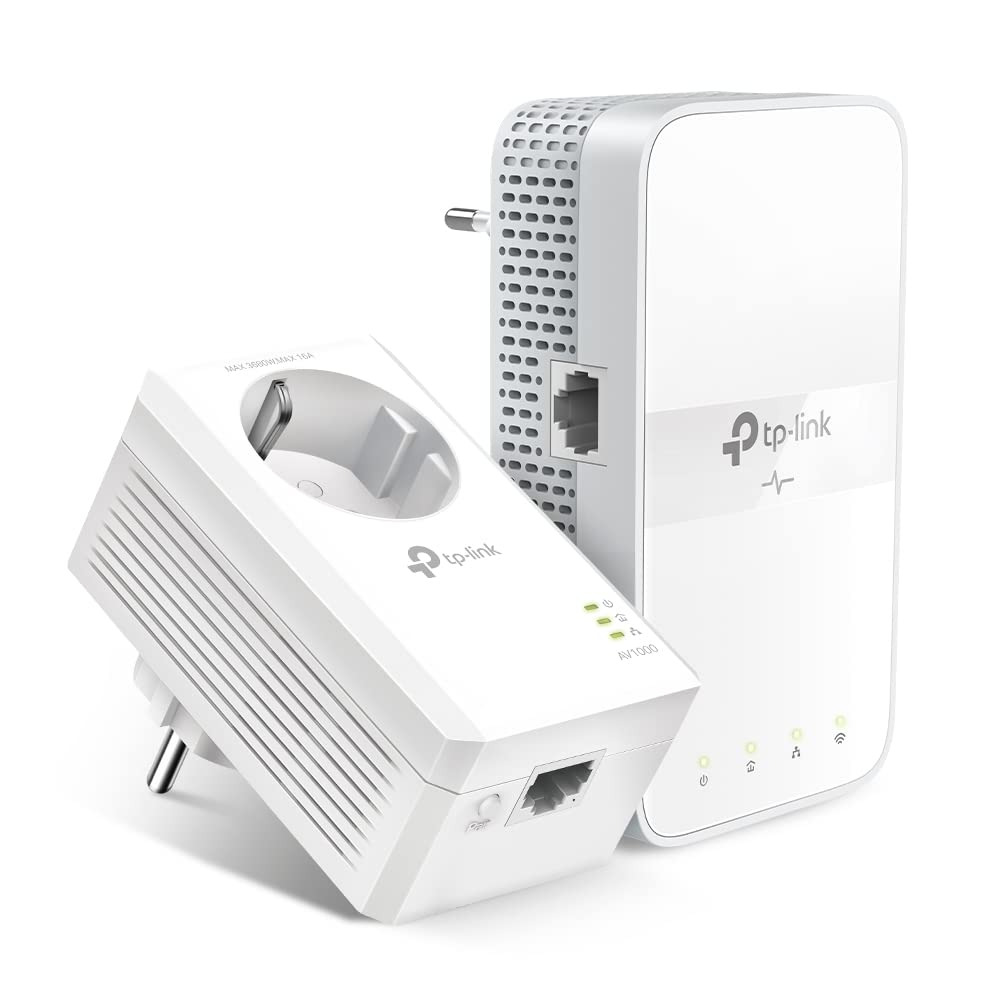 TP-Link WLAN Powerline Adapter Set TL-WPA7617 KIT (dual-band WLAN 1200 Mbit/s, AV1000 Powerline, WiFi Clone, MU-MIMO, 2 Gigabit ports, Plug&Play, ideal for HD streaming, app control) white - TL-WPA7617KIT