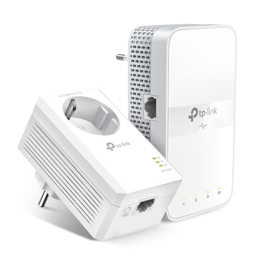 TP-Link WLAN Powerline Adapter Set TL-WPA7617 KIT (dual-band WLAN 1200 Mbit/s, AV1000 Powerline, WiFi Clone, MU-MIMO, 2 Gigabit ports, Plug&Play, ideal for HD streaming, app control) white - TL-WPA7617KIT