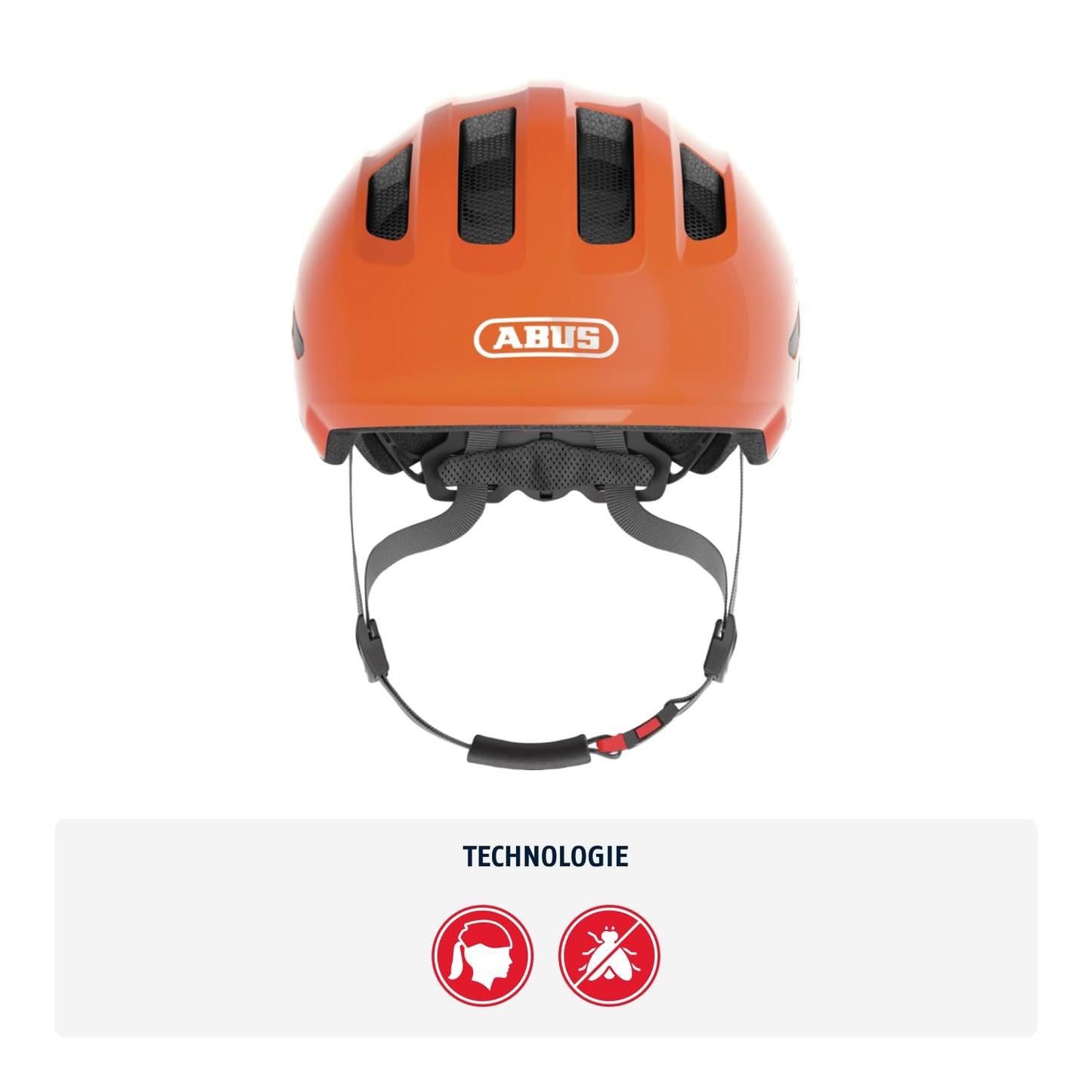 ABUS children's helmet Smiley 3.0 - bicycle helmet with a deep fit, child-friendly designs & space for a braid - for girls and boys - shiny orange, size M - 67276
