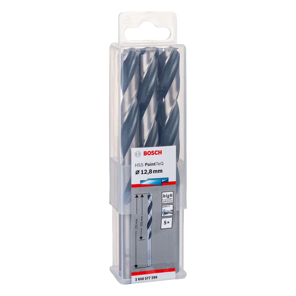 Bosch Professional 5 bucăți burghie spirală HSS PointTeQ (pentru metal, 12,8 x 101 x 151 mm, accesorii pentru burghiu) - 2608577296