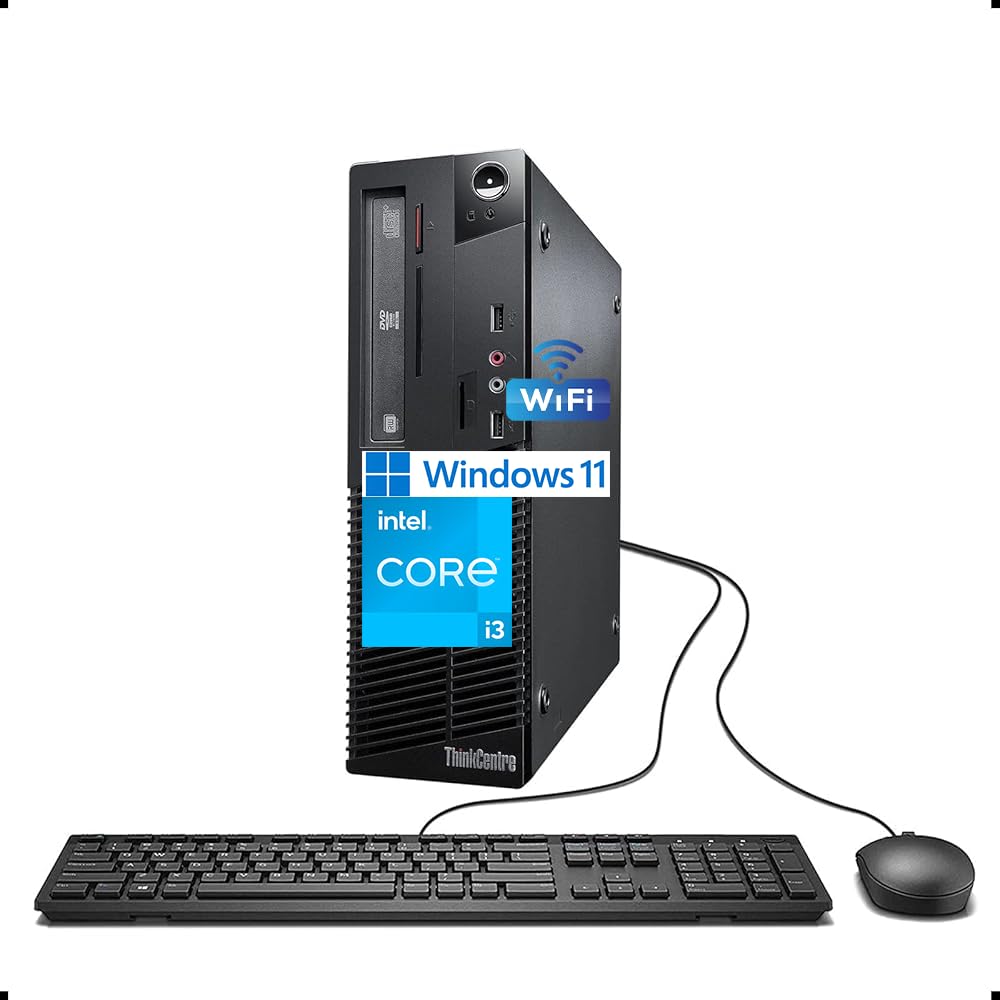 Lenovo ThinkCentre M73 SFF Desktop Computer PC, Intel Core i3-4130, 8GB RAM, 256GB SSD, WiFi, Bluetooth, US QWERTY Keyboard, Windows 11 Pro (Refurbished)