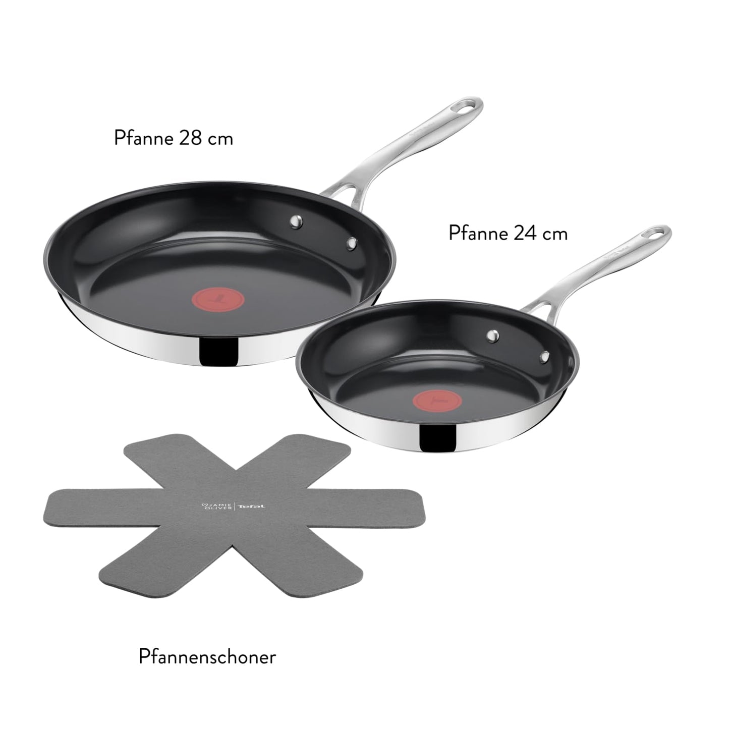 Tefal Jamie Oliver by Direct Cook frying pan set, 2 pieces. 24/28 cm, including pan protector, non-stick ceramic surface, long-lasting seal, thermal signal, for all types of stoves, H880S334