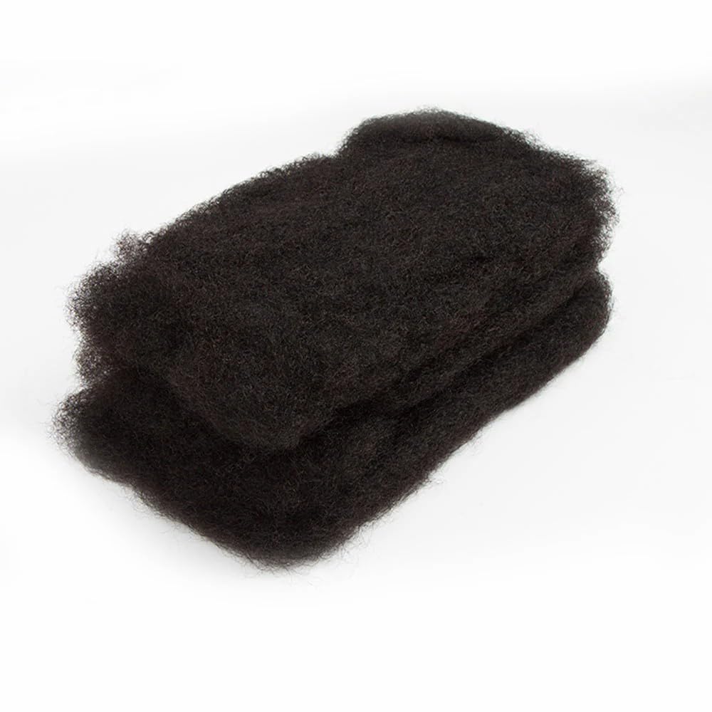 QVR Afro Kinkys Bulk Human Hair pentru extensii de dreadlock, reparare locuri, 35 cm, culoare neagră naturală, păr uman afro kinky pentru locuri, 1 pachet de 50 grame.