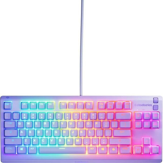 SteelSeries Apex 3 TKL Lavender RGB Gaming Keyboard – Compact Tenkeyless Form Factor – 8-Zone RGB Lighting – Water and Dust Resistance – Whisper Quiet Gaming Switches - FR Layout AZERTY - 64944