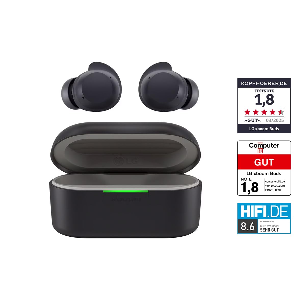 LG, XBOOM Buds, căști Bluetooth pentru sport, căști Bluetooth wireless in-ear cu ANC, anul 2025, căști Bluetooth, negru - BUDS.AEUSLBK