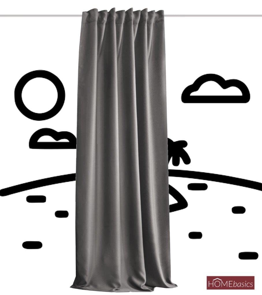 HOMEbasics | Acoustic curtain Uni | ACUSTICO | Noise, heat, cold and draft protection + darkening | gray | 160x135cm - 085970-0309