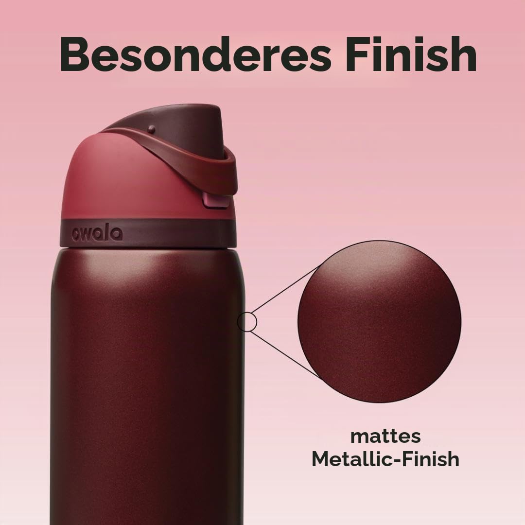 Owala FreeSip Insulated Stainless Steel Drinking Bottle with Straw, 945ml - BPA Free, Ideal for Sports, Fitness, Outdoors and Travel, Black Cherry - C08797