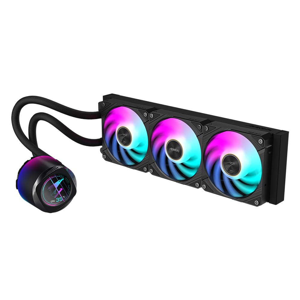 GIGABYTE AORUS WATERFORCE X II 360 AIO Liquid CPU Cooler - 3x120mm ARGB Fans, Full-Color LCD, Daisy-Chain, compatible with Intel LGA 1851 and AMD AM5 - GP-AORUS