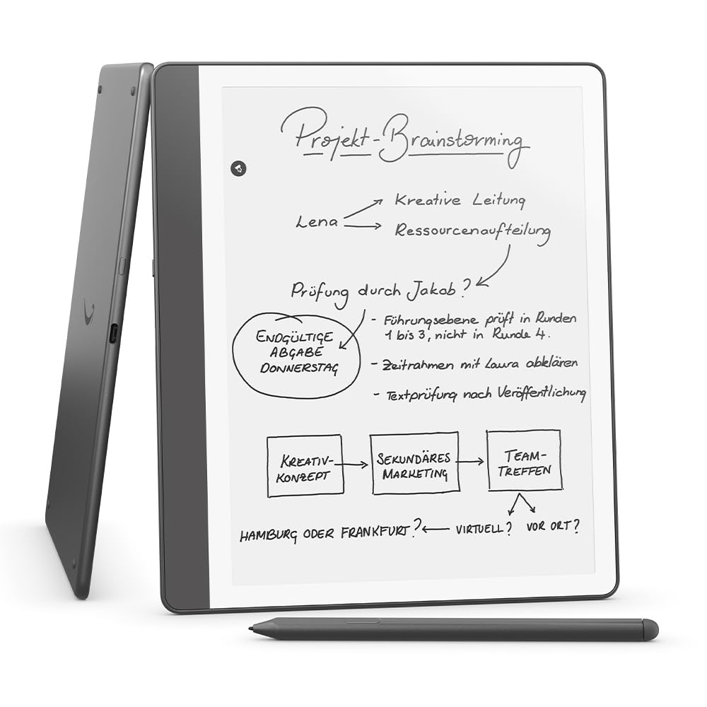 Amazon Kindle Scribe (64 GB) – Innovative display with even bezels | Just write in books and documents | With notebook summary | With premium stylus | – Anthracite - C4A6T4