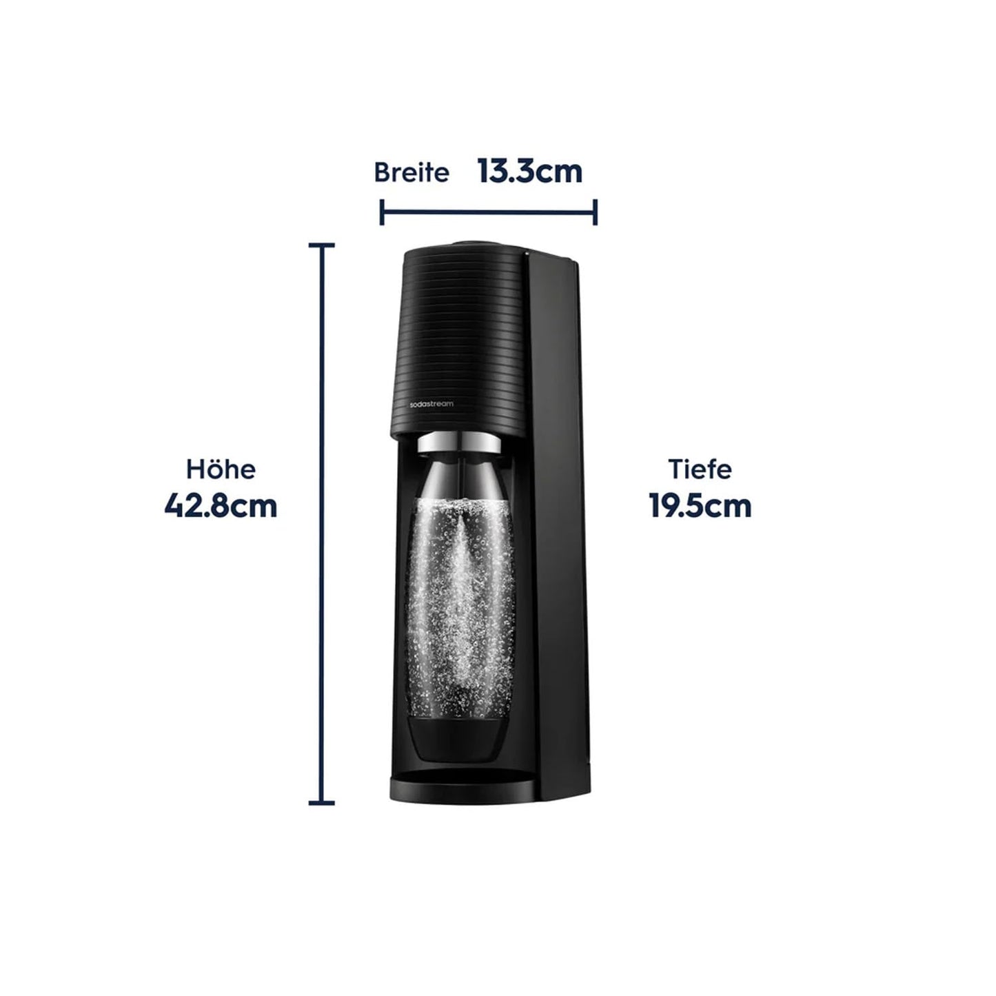 SodaStream water soda maker TERRA Standard | Includes Quick-Connect CO2 cylinder + 1x 1L FUSE plastic bottle (dishwasher safe) | Color: Black - SSM1087