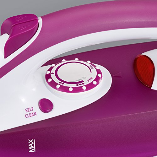 SEVERIN steam iron with ceramic-coated soleplate and non-stick effect, 2400W, 70g/min steam boost, 30g/min variable steam output, ideal for steam and dry ironing, white/purple, BA 3243 - S73243